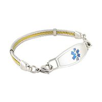 N-Style ID Medical ID Bracelet Women Personalized Medical Alert Bracelet Stainless Steel Cable Golden Gate - Blue - 8.25