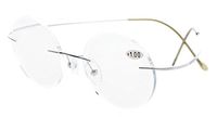 Eyekepper Titanium Rimless Round Reading Glasses Readers Silver +3.0