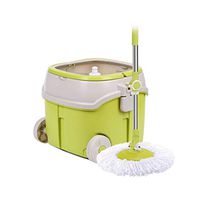 LIUFS-Mop Head Home Cleaning Tool Rotating Mop Bucket Eluting Two In One Double Drive Single Barrel Mop Dry Tow Mop Free Hand Wash Wet And Dry (Color : Green)