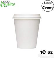 EcoQuality 10 oz White Hot Drink Paper Cups with White Dome Lids - 1000 Count - Disposable Paper Coffee Cups Perfect for Tea, Latte's, Coffee Shops, Restaurant Grade