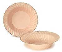 " OCCASIONS" 40 Bowls Pack, Heavyweight Disposable Wedding Party Plastic Bowls (12 oz Soup Bowl, Blossom in Blush & Gold)
