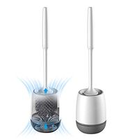 Toilet Brush and Holder Set, Silicone Bathroom Toilet Bowl Brush Set, No Scratch Soft Toilet Cleaner Brush