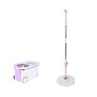 MOP Spinning and Bucket Cleaning Set Dry and Wet Dual Use with Roller Wheel White + Purple Head2
