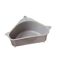 Sucker Sink Basket - Triangular Multifunctional Drain Shelf Sink Storage Rack Kitchen Storage Holder - Bathroom Support Corner Hanging Shelf Soap Box Organizer (Gray, 2PC)