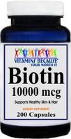 Biotin 10000 mcg containing 200 capsules