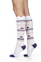 VIM & VIGR Cotton 15-20 mmHg Compression Socks for Women & Men (Peaches & Wine Pyramid Stripe, Large)