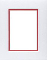 20x24 Double Acid Free White Core Picture Mats Cut for 16x20 Pictures in White and Real Red