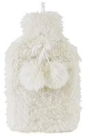 Slumberzzz Lush Plush with Pom Pom Hot Water Bottle 2 Litre Ivory