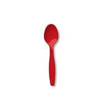 Apple Red Plastic Spoons Exquisite Solid Color Premium Plastic Cutlery, Heavy Duty Plastic Disposable Spoons (24-ct. Pack)