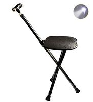 Folding Canes Seat Walking Stick Height Adjustment Cane Seat 300 lbs Capacity Combo Chairs Stool Deluxe Massage Crutches Seat Aluminum Walking Stick Travel Aid for Elder Parents Gift (Black)