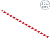 Rink Drink American Diner Style Red & White Striped Reusable Drinking Straws - Pack of 50