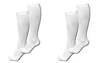 ASRocky (2 Pair, Lg/XL, White) Graduated Compression Socks Anti-Fatigue Antimicrobial Calf High Below Knee Mens Womens Sock Leg Foot Ankle Heel Support Pain Relief Stockings Reduce Swelling