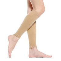Women's Footless Compression Socks (20-30mmhg) 2 Pairs Medical Calf Compression Sleeve for Swelling, Shin Splint, Varicose Veins, Edema, Nurses & Maternity (Nude)