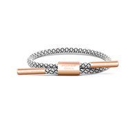 Power Ionics Weave Band Series Unisex Reflective Braided Rope Anions Sports Bracelets (White/Rosegold Ring, Single Rope)
