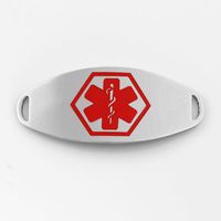 StickyJ USA Red Medical Stainless Steel Tag Oval