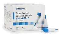 McKesson Lancet, Push-Button Safety, Blue, Depth Settings - 1.8 Mm Depth, 100per Box, 12 Oz 23 G