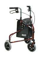 3-Wheel Rollator W/Loop Brake, Red, 1Ea