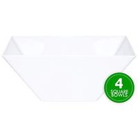 Plasticpro Disposable Square Plastic Extra Large White Serving Bowls Extra Heavy Duty for Party's Snack or Salad Bowl, Elegant Pack of 4