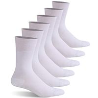 Facool Diabetic Socks Men Women, Winter Warm Moisture Wicking No Blister Anti Skid Cotton Cushion Non Binding Socks 6 Pairs White M