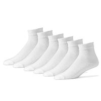 Men's Diabetic Quarter Length Socks 10-13 - Cotton Blend Sole Pleasers Loose Top 12 Pack White Made in USA