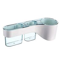 LOSYU Multifunctional Plastic Hair Dryer Rack, Wall Mount, with Plug Storage Detachable Bathroom Containers, Punch-Free Shower Organizer Large Capacity Storage Shelf (Color : Blue)