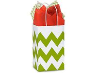 Christmas Gift Bags - Rose Chevron Stripe Apple Green Recycled Mini Pk 5-1/4x3-1/2x8-1/4" (3 Packs; 25 Bags Per Pack) - Wraps-CSMRAP
