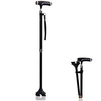 DONGBALA T Handle Walking Sticks, Adjustable Folding Cane with LED Light Aluminum Alloy Trekking Hiking Poles Four-Legged for Men Women Disabled Canes Elderly Portable