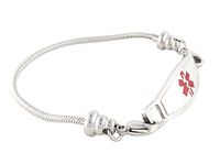 N Style ID Women's Beaded Pan-Dorra Style PRE-Engraved"Memory Impaired" Medical Id Bracelet for Alzheimer's and Dementia - Red 7.25