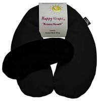 Happy Wraps Microwavable Neck Wrap Unscented Hot Cold Flax Seed Neck Pain Relief Warming Pillow Heating Pad for Migraines Stress Relief Gifts for Women Men and Christmas Plus a Free Gift - Black