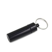 GENNEL (Black) 55mm17mm Aluminum Waterproof Pills Box Medicine Case Vit Tablet Keychain Bottle