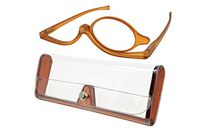 Tete Makeup Glasses Magnifying Swivel Single Lens Make Up Application Magnifier Eyeglasses Extra Durable Cosmetic Glasses with Stylish Case Brown Frame (+2.50)
