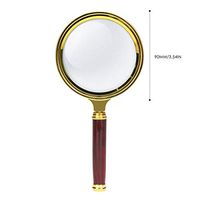 10X Handheld Magnifying Glass, 60/90mm Magnifying Lens with Non-Slip Handle for Seniors, Reading, Maps, Jewellery (Size : 90mm)