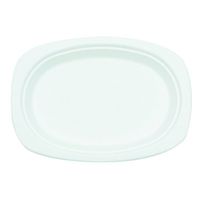 NatureHouse P009 Compostable Sugarcane Bagasse Oval Plate, 9 x 6.5, White, Case of 125