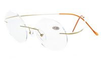 Eyekepper Titanium Rimless Round Reading Glasses Circle Readers Gold +1.5