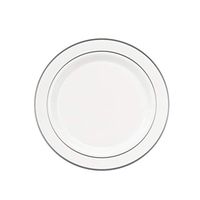 Party Essentials 12-Count Hard Plastic 6" Divine Dinnerware Disposable China Bread and Butter/Appetizer Plates, White with Silver Band