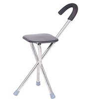 Disability Medical Aid Folding Seat Cane,Walking Stick, Chair Seat Lightweight, Folds Easily, Mobility aid for The Elderly or Disabled,Black