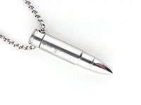 Stainless Steel Bullet Necklace, Essential Oil Diffuser Pendant, Cremation Vial