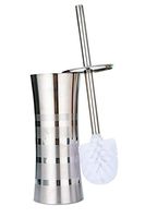 Xena Modern Elegant Deluxe Brushed Finish Stainless Steel Toilet Brush and Holder Set, 15.5 x 4 Inches Freestanding Bathroom Cleaning Storage Accessories Slim Compact Rust Resistant