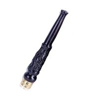 Vintage Men's Short Cigarette Holder - Wooden Handmade Engraved Mouthpiece(Black)