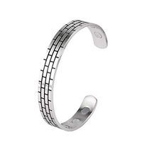 cooltime Stainless Steel Magnetic Therapy Bracelet Wall Geometric Bangle Cuff for Women and Men (Silver)