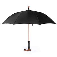 Safety Cane Umbrella Multi-Functional Reinforcement Elderly Long Handle Umbrella Outdoor Separation Non-Slip Crutch Sunscreen Windproof Umbrella Men's and Women's,Black