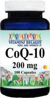 CoQ-10 Coenzyme 200mg 200 Capsules by Vitamins Because (2 Servings of 200mg = 400mg)