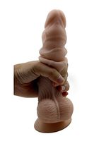 Veiny George 7 Inch Dildo with Stretchable Skin, Realistic Moving Skin Cock with Suction Cup by New York Exotic Novelties (7, Flesh) NYSE0018