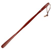 Linshing Extra Long Handle Dark Red Solid Wooden Shoe Horn Kalzer Sturdy Convenient Roping for Hanging Shaped to Fit Your Heel 75cm/29.52’’ Long(B)
