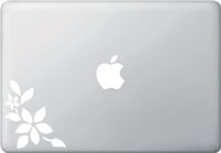 Plumeria - Design 1 - Macbook or Laptop Vinyl Decal - Copyright © Yadda-Yadda Design Co. (3.5"w x 4"h) (LEFT) (Color Variations Available) (White)