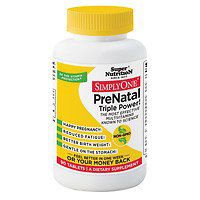 Super Nutrition Simply One Prenatal Multivitamin/Mineral Supplement Vegetarian Tablets, 90 ea - 2pc