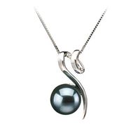 Dionne Black 8-9mm AA Quality Japanese Akoya 14K White Gold Cultured Pearl Pendant For Women