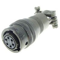 Amphenol Industrial PT06J-10-6S Circular Connector Socket, Clamp Assembly for Moisture Proofing Multi-Jacketed Cables, with Strain Relief, Bayonet Coupling, Solder Termination, Straight Plug, 10-6 Insert Arrangement, 10 Shell Size, 6 Contacts