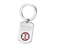 VNOX Customize Medical Emergency Jewelry Stainless Steel Dog Tag Identification Keychain Keyring