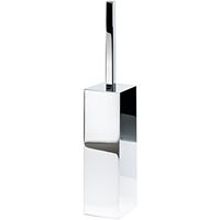 DWBA Free Standing Square Brass Toilet Bowl Brush Holder Set Cleaner W/Lid (Polished Chrome)